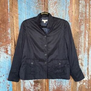 Coldwater Creek Navy Button Down Blazer Jacket